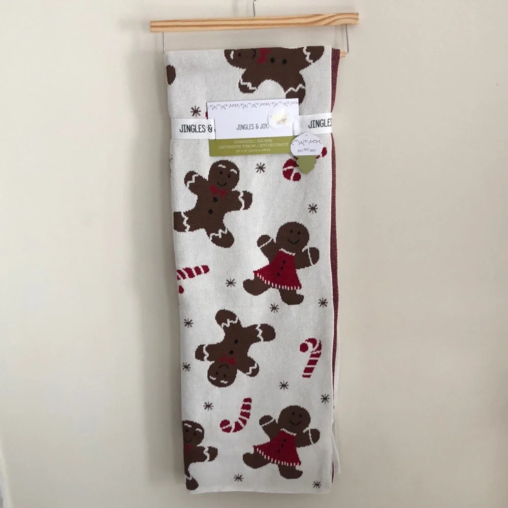 Jingles & Joy GINGERBREAD & CANDY CANES Throw Blanket Christmas Holiday